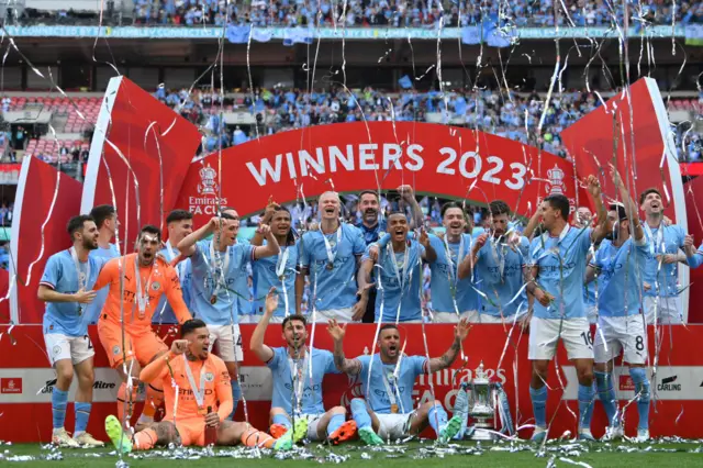 Manchester City lift FA Cup trophy 2023