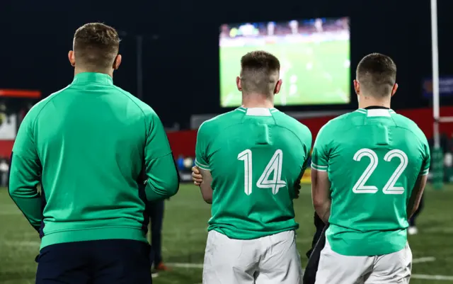 Ireland players watch England take on France