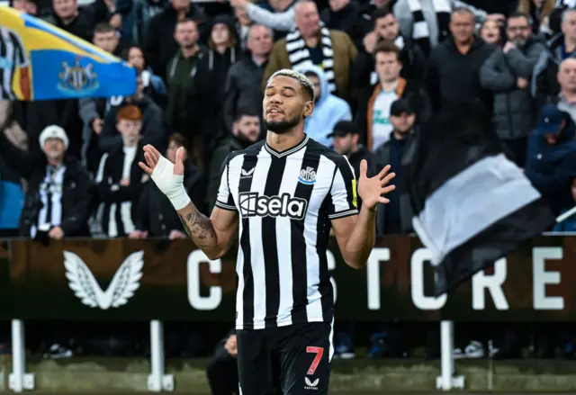 Joelinton celebrates for Newcastle