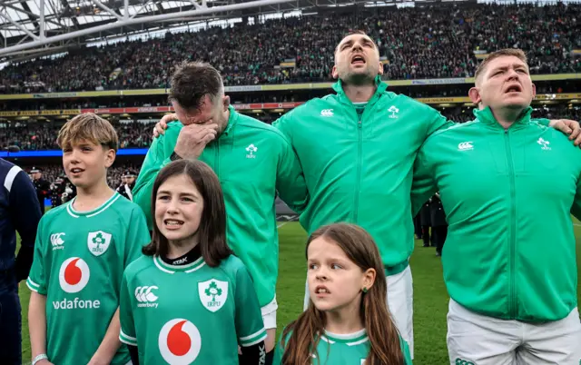 Peter O'Mahony during the anthems