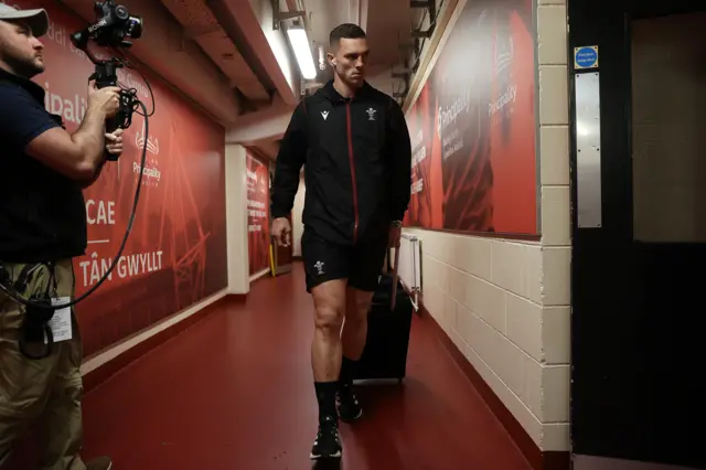 George North arrives at the Principality Stadium