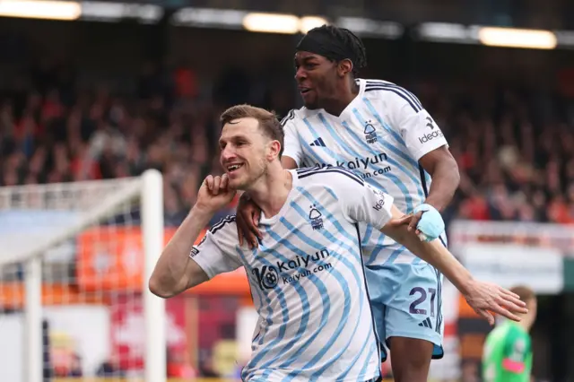 Chris Wood celebrating scoring for Nottingham Forest