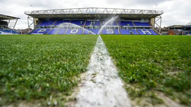 The pitch ahead of Peterborough v Portsmouth