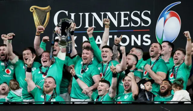 Ireland celebrate winning the Six Nations