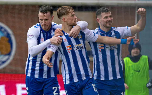 David Watson celebrates the fifth Kilmarnock goal