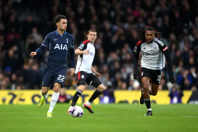 Brennan Johnson on the ball for Tottenham