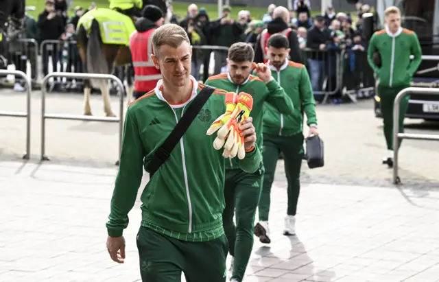 Goalkeeper Joe Hart arriving at Celtic Park