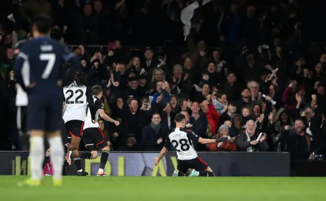 Sasa Lukic celebrating scoring for Fulham