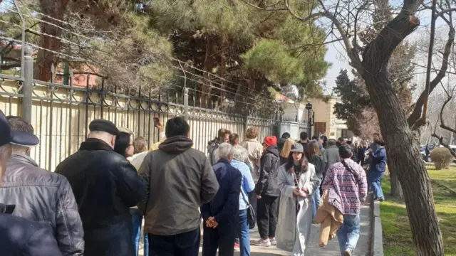 Queues outside a polling station in Baku, Azerbaijan