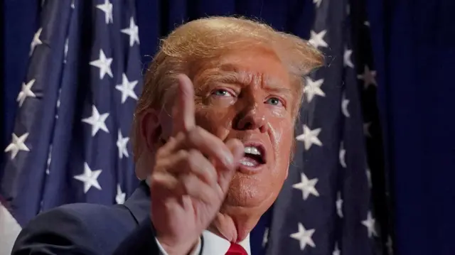 Republican presidential candidate and former U.S. President Donald Trump gestures during a campaign rally on March 2 in Richmond, Virginia, US