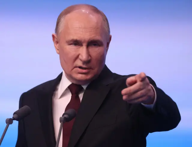 Putin during his victory rally