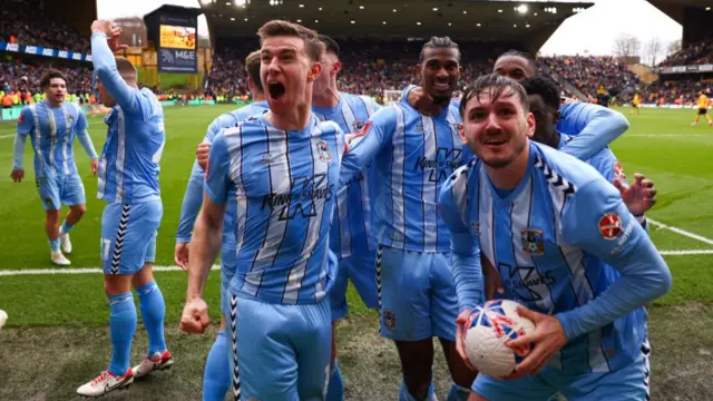 Coventry City players celebrate