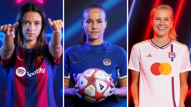 Barcelona's Aitana Bonmati, Chelsea's Guro Reiten and Lyon's Ada Hegerberg