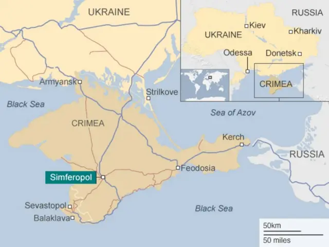 Crimea lies on a peninsula stretching out from the south of Ukraine between the Black Sea and the Sea of Azov