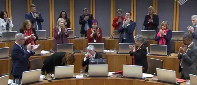 Senedd gives Mark Drakeford a standing ovation