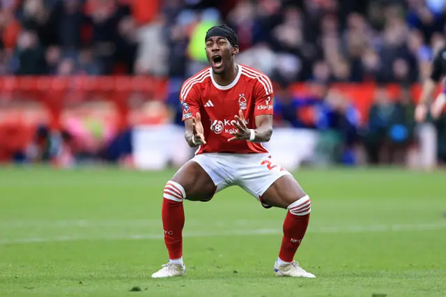 Anthony Elanga of Nottingham Forest looks dejected