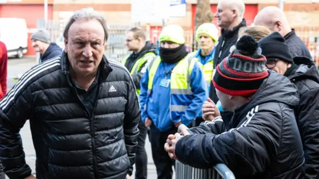 Neil Warnock arriving at the stadium