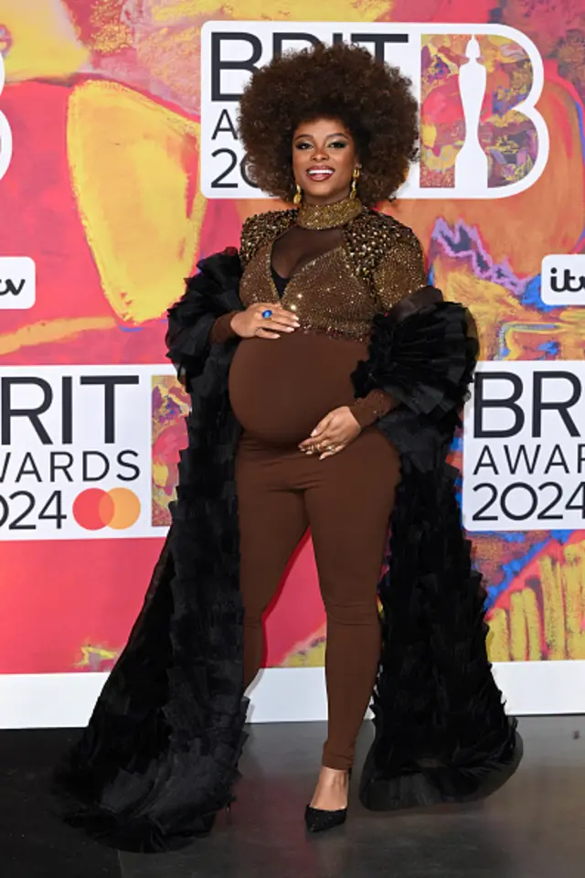 Fleur East on the red carpet at the Brit Awards