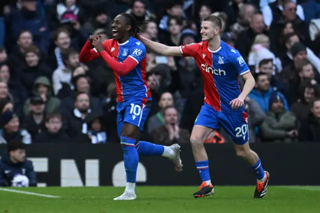 Eze celebrates scorung for Palace v Spurs.