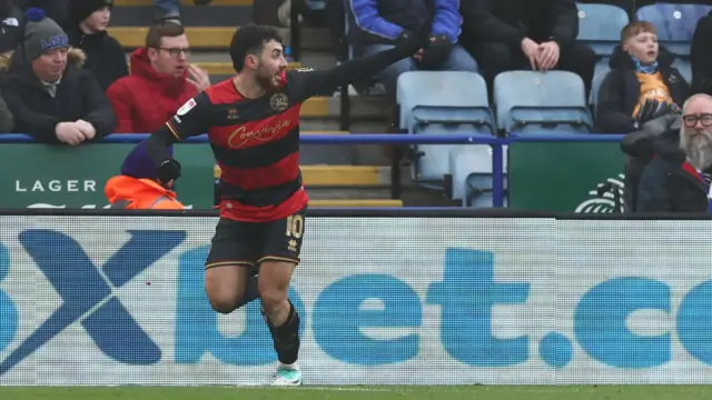 Ilias Chair celebrates scoring for QPR at Leicester