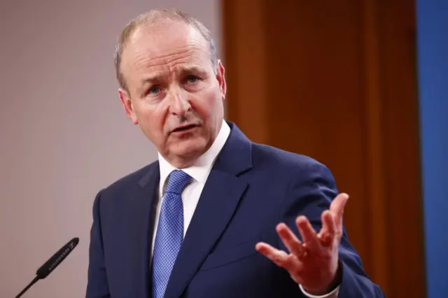 Micheál Martin speaks at a podium