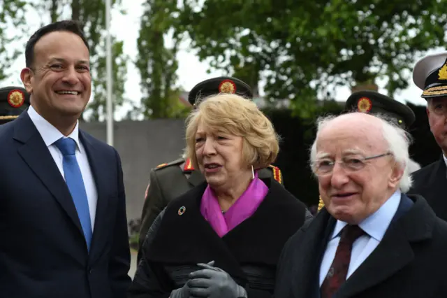 Leo Varadkar with Sabine Higgins and Michael D Higgins