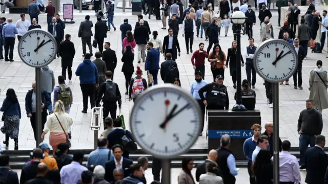 Workers at Canary Wharf in London