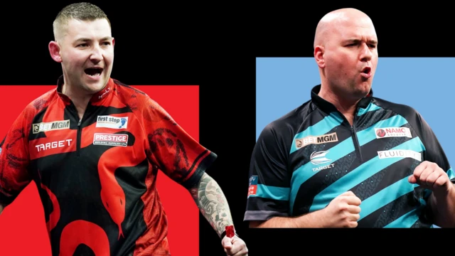 Graphic showing Nathan Aspinall and Rob Cross