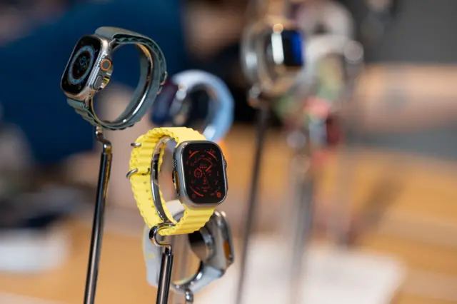 Apple Smartwatches on display in a store