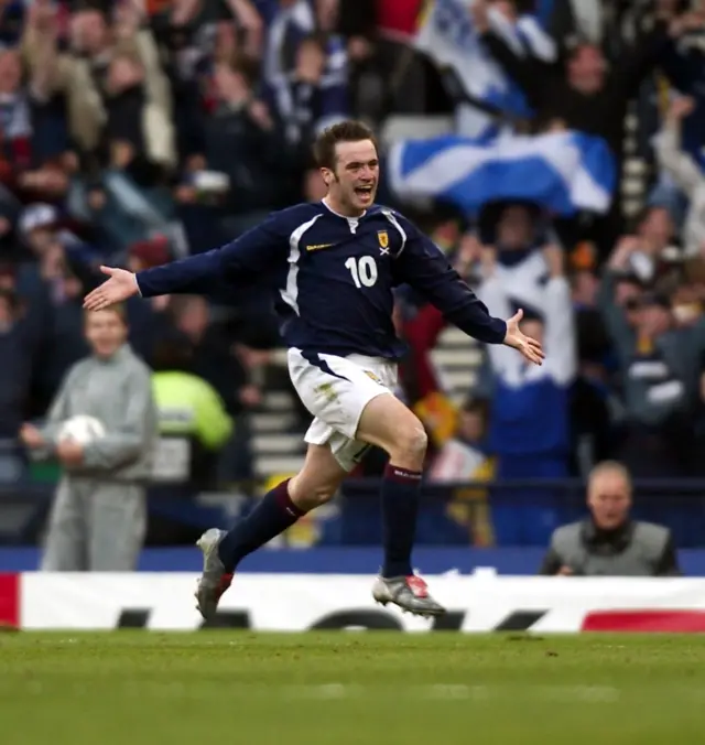 Scotland's James McFadden celebrates his goal in style