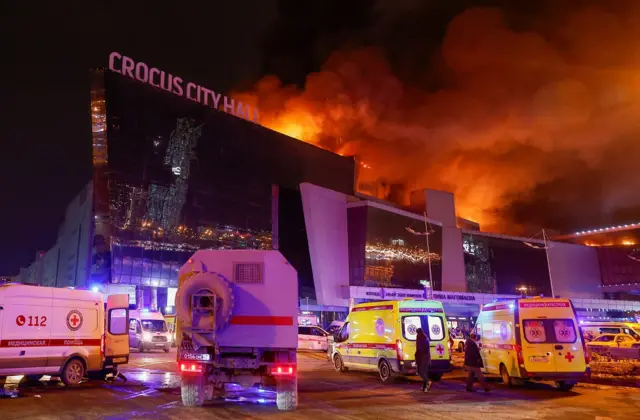 Emergency vehicles near the scene of the attack