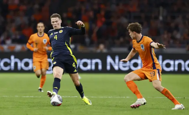 cotland's Scott McTominay in action with Netherlands' Mats Wieffer