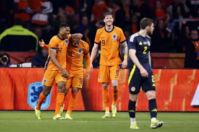 The Netherlands celebrate a goal