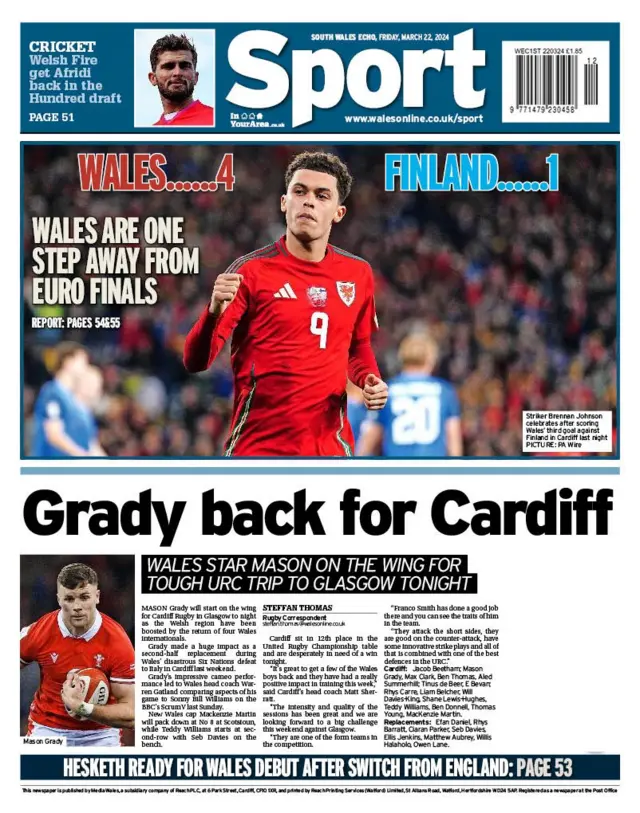 South Wales Echo back page