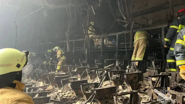 The destroyed auditorium