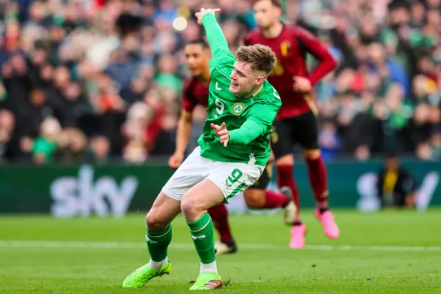 Evan Ferguson reacts after missing a penalty