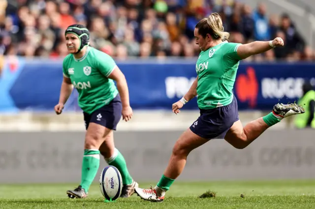 Nicole Fowley kicks Ireland's opening points.