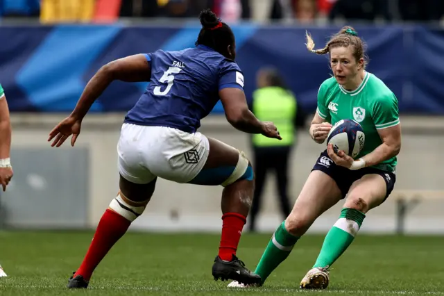 Ireland's Lauren Delany carries the ball