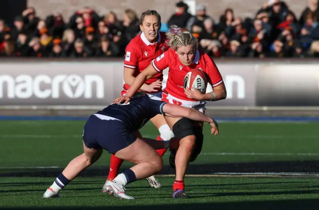 Helen Nelson makes a tackle