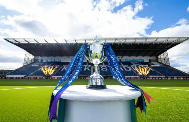 The SPFL Trust Trophy during the SPFL Trust Trophy Final match between The New Saints and Airdrieonians at Falkirk Stadium, on March 24, 2024, in Falkirk, Scotland.