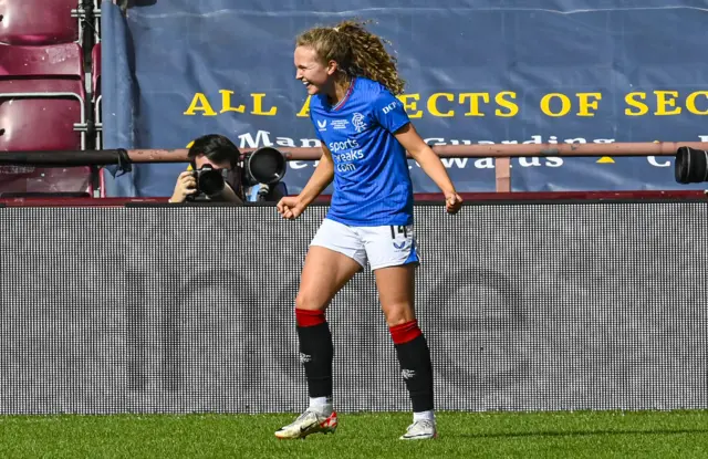 Rangers' Mia McAulay celebrates scoring against Partick Thistle