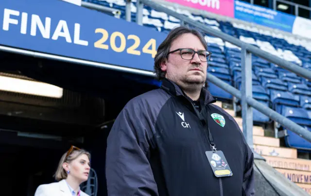 TNS Head Coach Craig Harrison before the SPFL Trust Trophy Final match between The New Saints and Airdrieonians at Falkirk Stadium, on March 24, 2024, in Falkirk, Scotland.