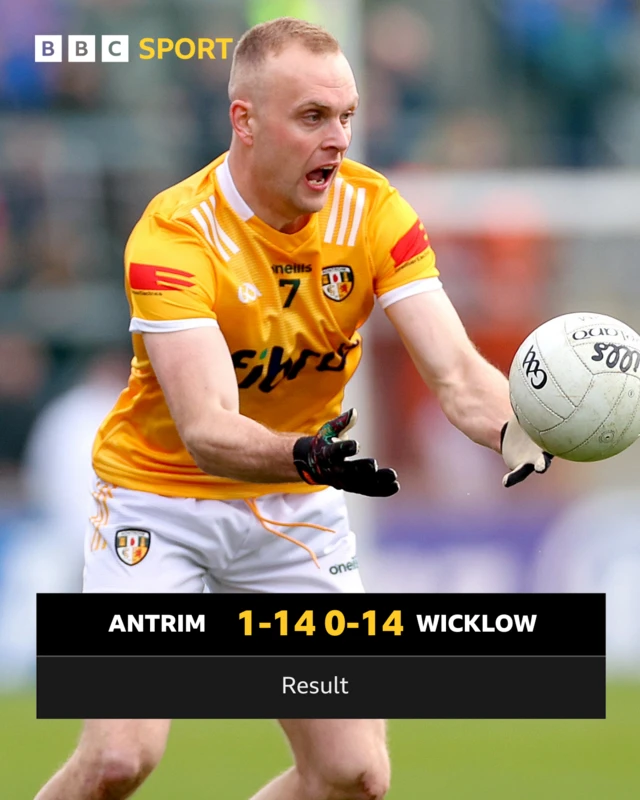 FT: Antrim 1-14 Wicklow 0-14