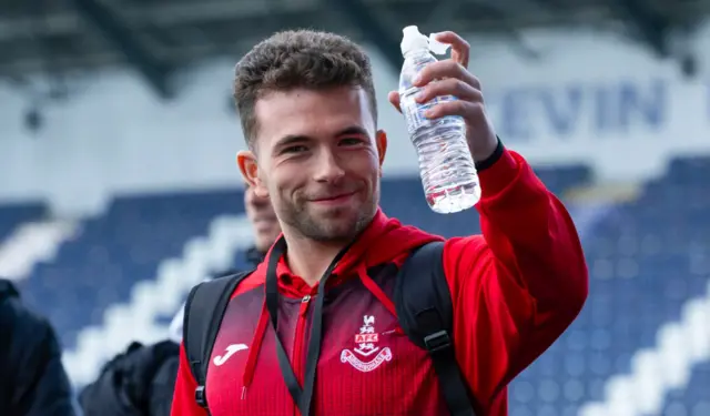 Airdrie's Adam Frizzell during the SPFL Trust Trophy Final match between The New Saints and Airdrieonians at Falkirk Stadium, on March 24, 2024, in Falkirk, Scotland.