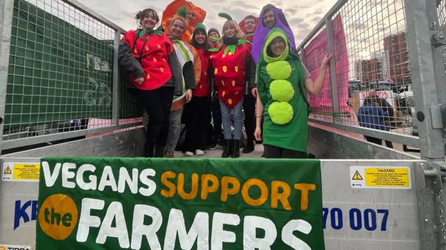 Animal Rising members out supporting the protesting farmers