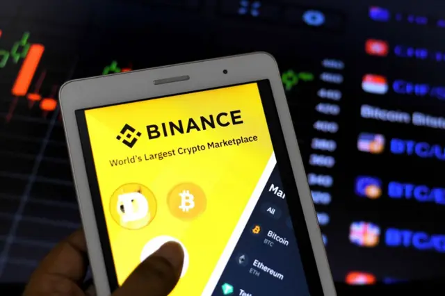 In this Photo illustration a Binance Bitcoin logo seen displayed on an Android phone.