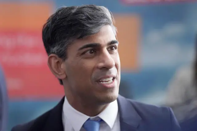 A close up of Rishi Sunak speaking at an engineering firm in Barrow