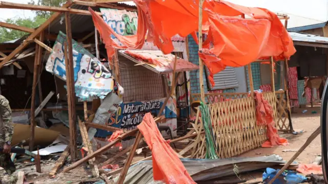 A bombed eatery in Mandera, Kenya