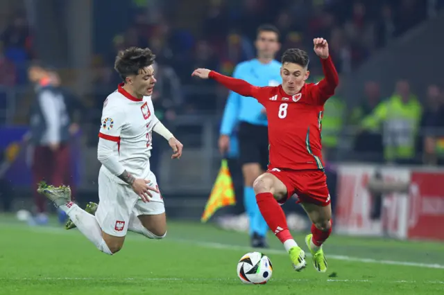 Wales' Harry Wilson controls the ball