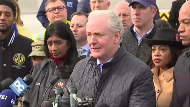 Senator Chris Van Hollen speaks to the media